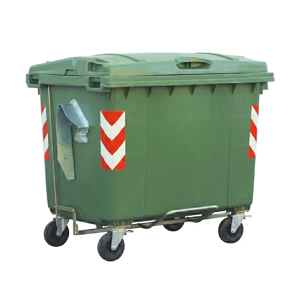 1000 litre tekerlekli çöp konteyneri - yeşil HDPE plastik atık bidonu
